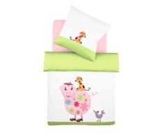 fleuresse 142166 Housse de couette enfant Percale brodée 135x200 cm Vert