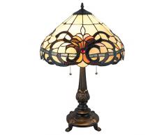 Lumilamp 5LL-5924 Art Deco Tiffany Lampe de Table en Verre coloré Style Tiffany à 40 x 63 cm/E27/max 2 x 60 W