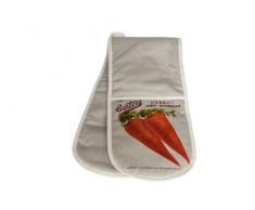 H and L Russel Gant de Cuisine Double Motif Carotte Blanc