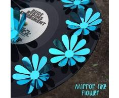 Walplus Bleu Miroir 3D Fleurs 60x80 cm Autocollant Mural Amovible Auto-Adhésif Mural Art Stickers Vinyle Maison Décoration DIY Salon Chambre Bureau Décor Peint Enfants Chambre Cadeau