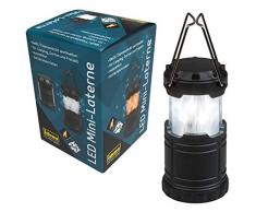 Idena Mini lanterne à piles avec 33 LED blanc et lumière de flamme interchangeable, extensible et portable, idéale pour le camping, le jardin, comme éclairage dambiance, noir