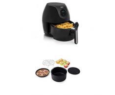 Princess Friteuse digitale Aerofryer familiale - Facile à nettoyer â Contenance : 5,2 l + Lot daccessoires pour friteuse Aerofryer 4.5 L + 5,2L, Comprenant 10 pièces, Noir