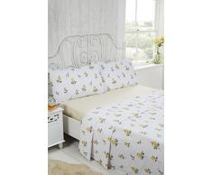 Rapport Rosebud de lit, 100% Coton brossé, Coton, Citron, Simple