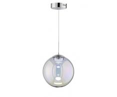 WOFI Lampe dintérieur, salle de séjour, suspension, lampe suspendue, lampe lumineuse, chrome, intensité variable, moderne, verre 8,5 W