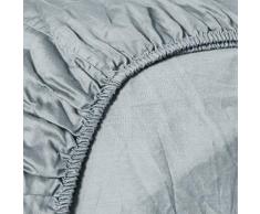 Heckett Lane Drap Housse 100 % Satin de Coton mako 140 x 200 + 35 cm Glacier Grey