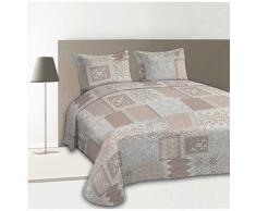 HomeMaison Boutis et taies Impression Patchwork, Polyester, Noisette, 250x230 cm