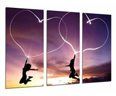 Tableau Moderne Photographique, Impression sur bois, Coeurs dans le ciel, romantique, lamour de Couple, 97 x 62 cm, ref. 26623