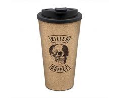 Iron And Glory Tasse rÃ©utilisable en liÃ¨ge avec Couvercle Anti-Fuite et Double paroi disolation â Mug Ã cafÃ© et thÃ© pour Voyage et Travail, 425 ML, 15 Fluid_Ounces