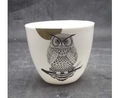 Light-Glow DorÃ© Ã©maillÃ©e Chouette Double Tasses, Porcelaine, Blanc, 8.5Â x 6.4Â x 7.2Â cm