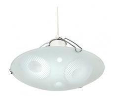 Tosel 11928 Suspension - Marine, Verre sérigraphe, Monture tôle Aluminium Peinture, E27, 100 W, Mat