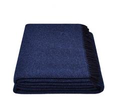 zoeppritz since 1828 Must Relax Couverture - Couverture en Laine Vierge de Haute qualité avec Franges - 130x190 cm - De, Laine Vierge, 590 Navy, 130x190cm