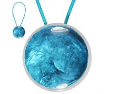 STEPHANOISE Magnet Rond Nacre Cordon Cuir, Turquoise, Diametre 6 cm - Envergure 30 cm