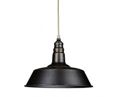 Relaxdays Luminaire suspension lampe de plafond plafonnier de style industriel hauteur rÃ©glable abat-jour en fer optique laiton brossÃ© socle en bois,Gris