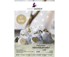 MarpaJansen 367.980-00 Calendrier de lAvent avec 36 étiquettes en papier pour découper et 24 autocollants Blanc/marron/argenté Taille unique