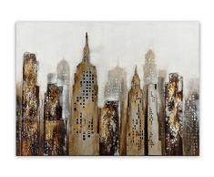 Arte Dal Mondo AS421X1 Tableau avec Ã©clairage LED intÃ©grÃ© Paysage de la Ville Peint Ã la Main sur Toile avec Chassis, Acrylique, Multicolore, 120 x 3,5 x 90 cm