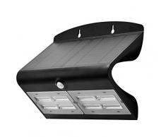 LUCECO LEXS80B40 Projecteur Solaire LED IP44 + Détecteur de mouvement, Métal/ABS, 6.8 W, Noir, 270mm x 220mm