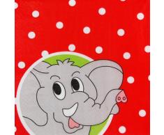 Home Fashion Lot de 20 serviettes de table Motif éléphant Rouge