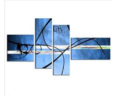 Les Couleurs du Caribe zinol Tableaux Abstraits Peints à la Main Bleu Clair, Acrylique, Noir, 80 x 40 x 8 cm