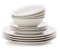 Maxwell Williams White Basics Service de Table en Porcelaine Blanc, Porcelaine, Blanc, Coupe
