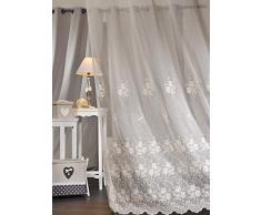 Linder 0241/22/78104/375FR Voilage Brodé Vintage Beige Oeillets 145 x 240 cm