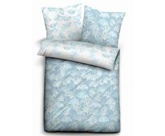 Biberna 0636140/222/001 Parure de lit en Satin de Coton mako avec taie doreiller Bleu Glacier 1 Housse de Couette 135 x 200 cm + 1 taie doreiller 80 x 80 cm