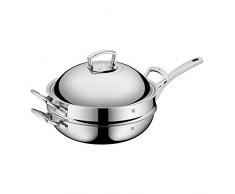 WMF 753516140 Wok avec Couvercle, Acier Inoxydable, Argent, 32 cm