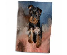 3dRose Jouet Yorkshire Chiot Serviette, Blanc, 15Â x 55,9Â cm