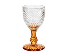 H & H Diamantato Lot de 6 verres Ã eau, verre, base orange, 29 cl