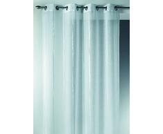 Home Maison 09335-8-AL Voilage Etamine Jacquard Fils Coupes avec Oeillets Ronds Blanc/Argent 140 x 260 cm