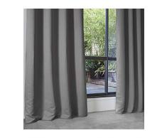 HomeMaison Rideau Occultant Uni en Polyester, Gris, 260x140 cm