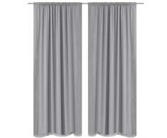 vidaXL 132237 Lot de 2 Rideaux occultants à Åillets Gris 140 x 245 cm