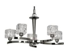 Oaks Lighting Tao Plafonnier Ã 5 lumiÃ¨res revÃªtement miroir avec cubes en verre transparent MÃ©tallisÃ©