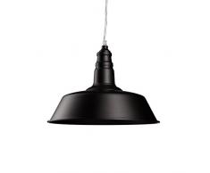 Relaxdays 10021087 Lampe à Suspension Industrie, Plafonnier à 1 Feu, Luminaire Suspendu en Métal HLP 120 x 36 x 36 cm, Noir, 40 W