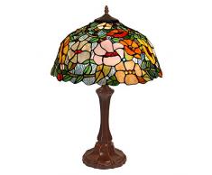 World Art TWGF16715 Lampe de Table Floral, Verre, E27, 60 W, Multicolore, 60xÃ42 cm