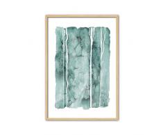 CUADRIMAN Abstrait Tableau Ã©corce, Bois, Bleu Vert, 62Â x 42Â cm