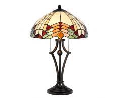 Lumilamp 5LL-5961 Art Deco Tiffany Lampe de Table Multicolore Env. Parapluie décoratif en Verre coloré Fait à la Main à 40 cm