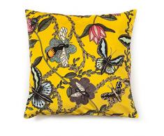 Nadja Wedin design Les Insectes et Papillons en Velours JauneÂ âÂ Housse de Coussin 48Â X 48Â cm
