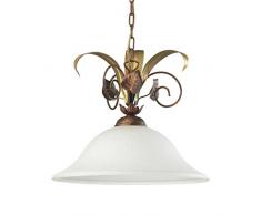 onli Eleonora Lampe Ã suspension verre monture MÃ©tal, Blanc et marron