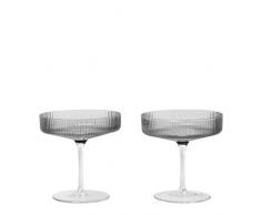 Ferm Living 5444 Flûte à champagne, Verre, gris, mundgeblasenes Glas/H 11cm/à 10.5cm