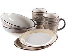 MÃ¤ser Serie Duole Ensemble de petit-dÃ©jeuner pour 2 personnes, vaisselle vintage 6 piÃ¨ces Marron/bleu/beige. Marron/bleu/beige.