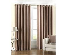 Riva Paoletti Fidji Ringtop Oeillets Rideaux (Paire) - Latte Brown - Faux Silk Semi-Transparent - 100% Polyester - Largeur 168Cm X 137Cm Goutte (66 X 54 Pouces) - Conçu Au Royaume-Uni