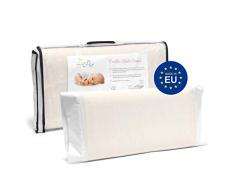 Coussin Bebe/Coussin Enfant Morphologique à Mémoire de Forme 50x30cm, Multi Perforé & Alvéolé, Anti Tête Plate & Hypoallergénique - Taie en Dentelles 100% Coton, Garantie à Vie !