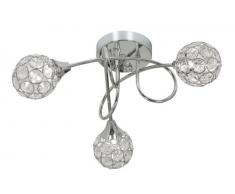Oaks Lighting Lana Plafonnier semi-encastré 3 lumières avec abat-jours en forme de gouttes en cristal Chromé