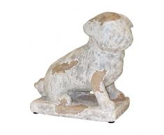 Better & Best & 1891110 Sculpture de Chien Assis en Terre Cuite-Blanc
