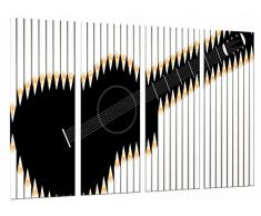 Tableau Moderne Photographique, Impression sur bois, Guitare noir et blanc, crayons abstraits, 131 x 62 cm, ref. 26762