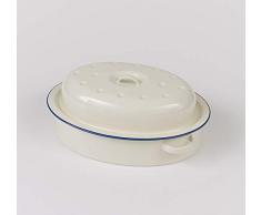 Victor EN115BL Plat Ã rÃ´tir ovale bord bleu acier Taille L
