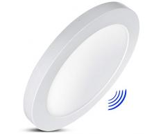 LED4U LD140 Panneau LED avec rÃ©glage de la tempÃ©rature de couleur WW 3000K + NW 4000K + CW 6000K Plafonnier Super Slim Design 19 mm (18W avec capteur de micro-ondes)