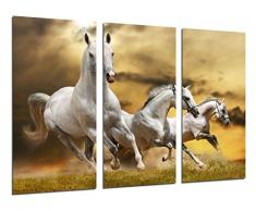 Tableau Moderne Photographique, Impression sur bois, Chevaux blancs, Nature Paysage, Animaux, 97 x 62 cm, ref. 26475