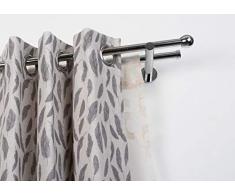 Double Tringle à Rideaux: à 20 mm sans Anneaux, L. 320 cm. en Acier Poli chromé â Complet