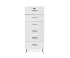 Tenzo 4916-001 COBRA Designer Chiffonnier avec 6 Tiroirs Panneaux de particules/MDF Blanc 56 x 43 x 130 cm